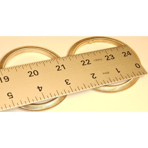 Vintage Bangles Stretch Modernist Gold-Tone Coil Metal Ribbed 80s Jewlery - Picture 4 of 5